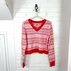 NWT American Eagle Winter Nordic Holiday Patterned Cropped Knit Sweater Size M